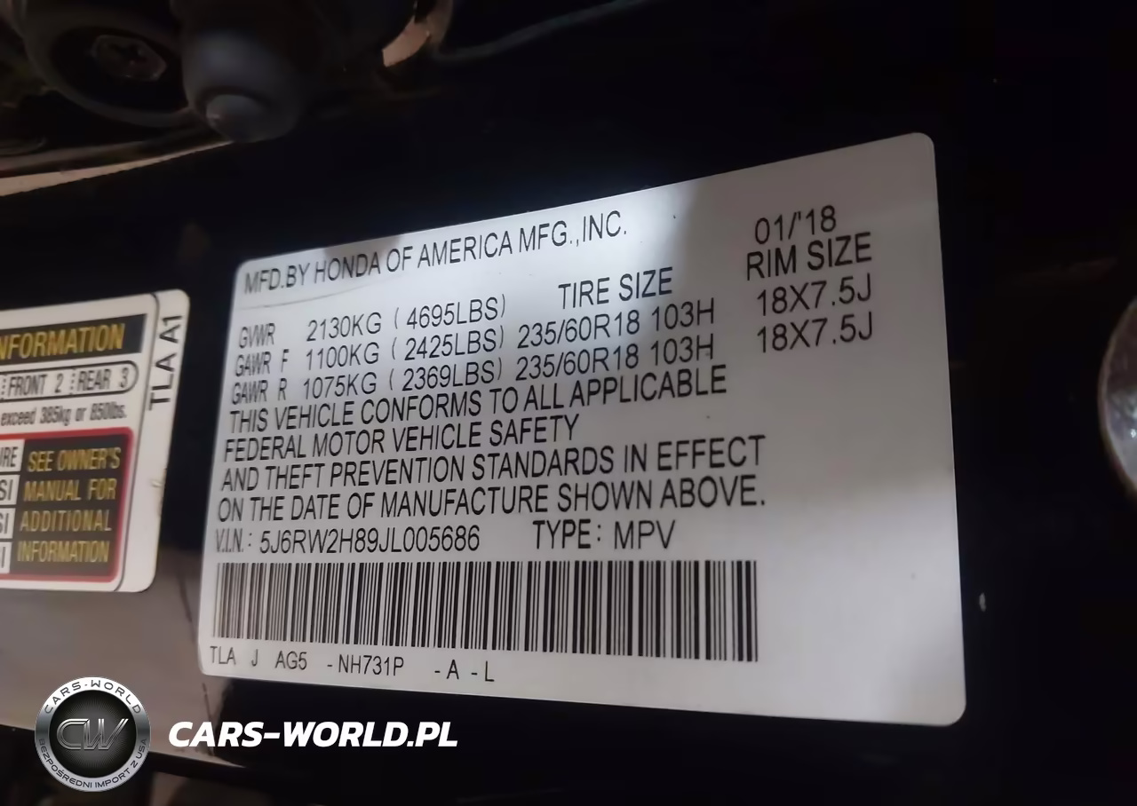 2018 Honda Cr-V Ex-L-Ex-L Navi VIN:5J6RW2H89JL005686 - 9