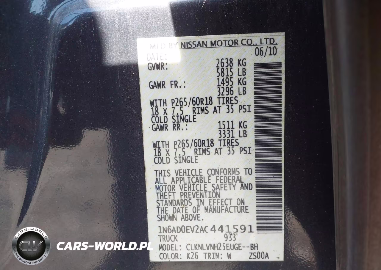 2010 Nissan Frontier Le VIN:1N6AD0EV2AC441591 - 9