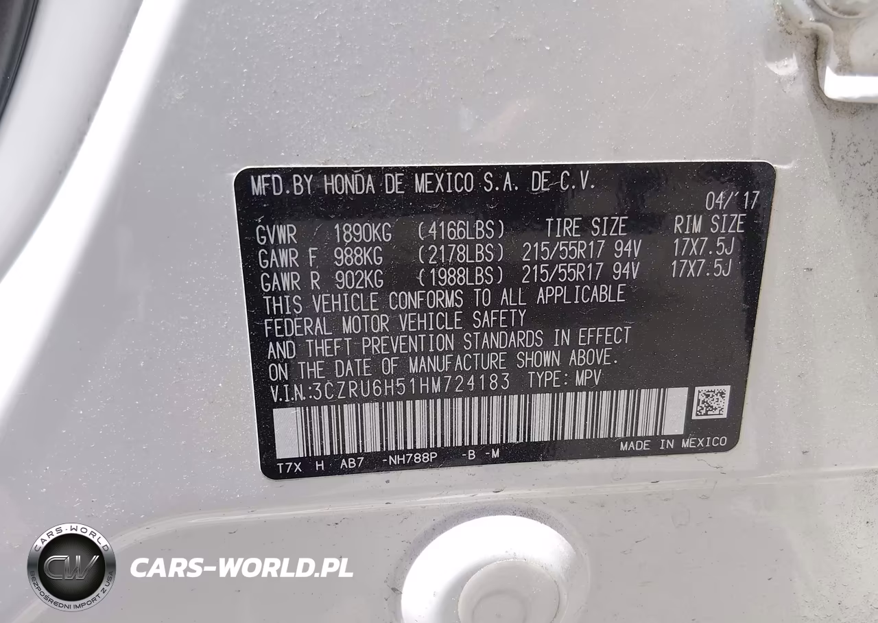 2017 Honda Hr-V Ex VIN:3CZRU6H51HM724183 - 9