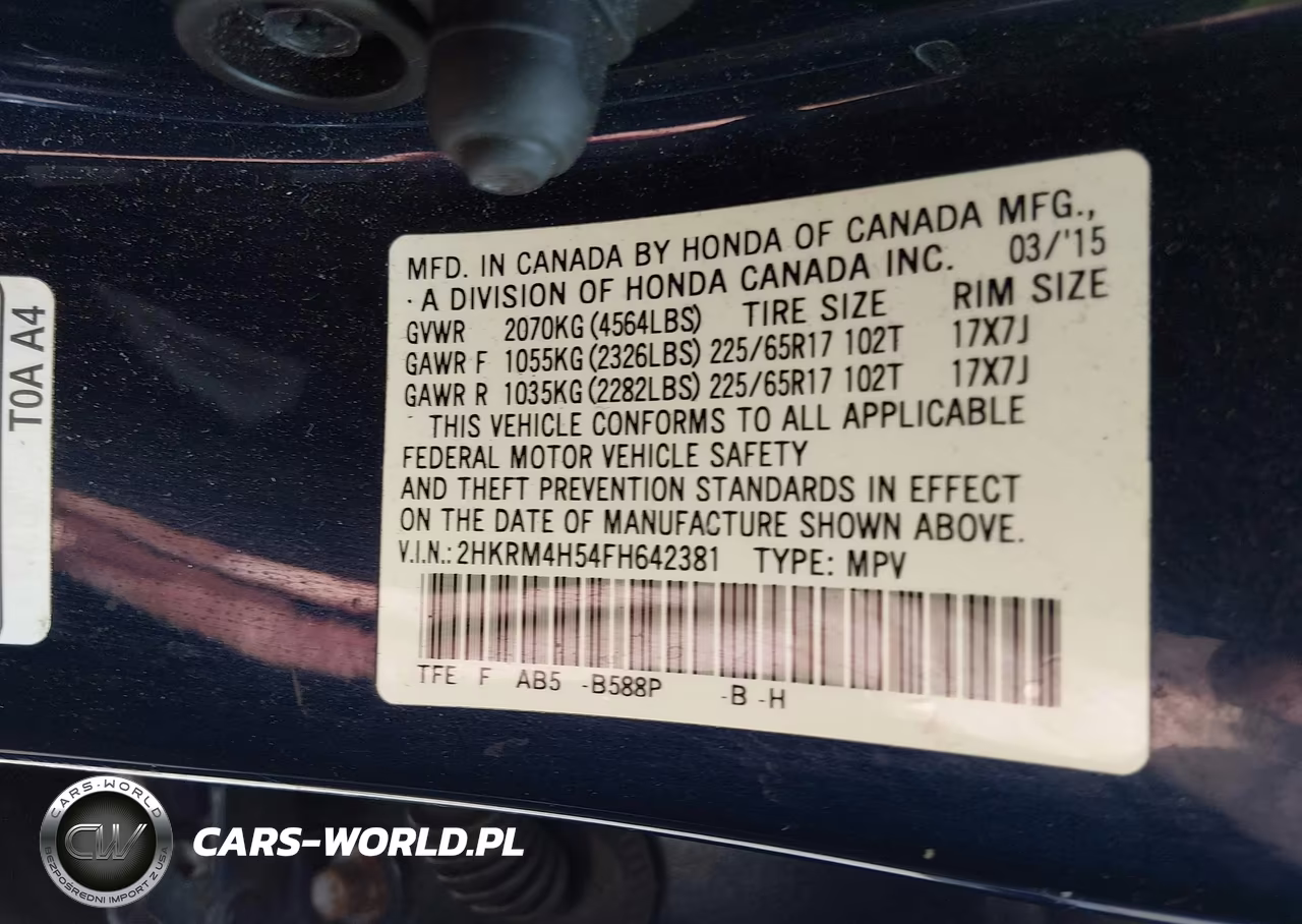 2015 Honda Cr-V Ex VIN:2HKRM4H54FH642381 - 9