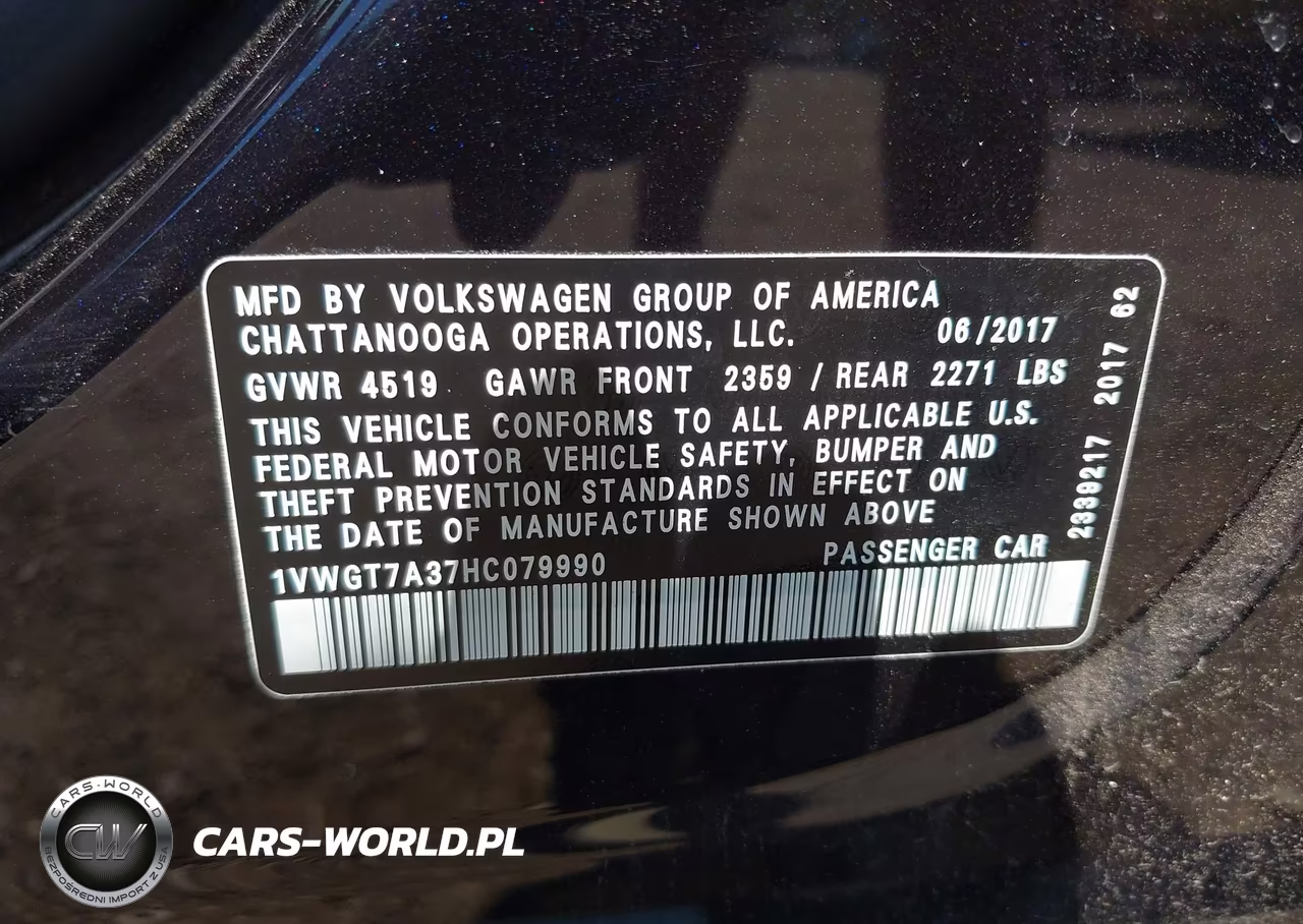 2017 Volkswagen Passat 1.8T Se VIN:1VWGT7A37HC079990 - 9