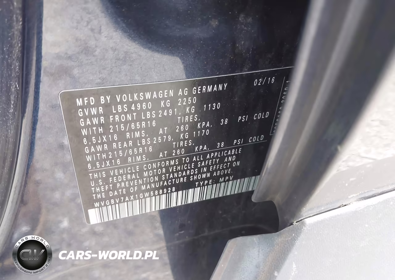 2016 Volkswagen Tiguan S VIN:WVGBV7AX1GW588928 - 9