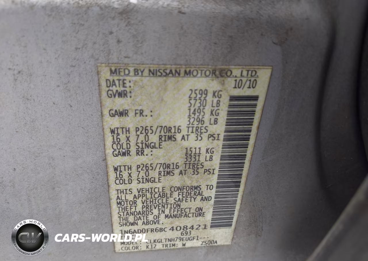 2011 Nissan Frontier Sv VIN:1N6AD0FR6BC408421 - 9
