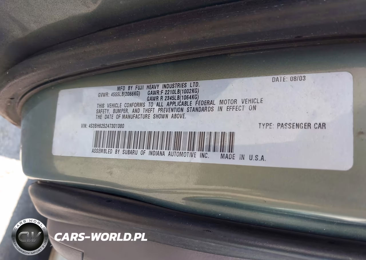 2004 Subaru Legacy L-L W-35Th Anniversary Edition VIN:4S3BH625247301380 - 9