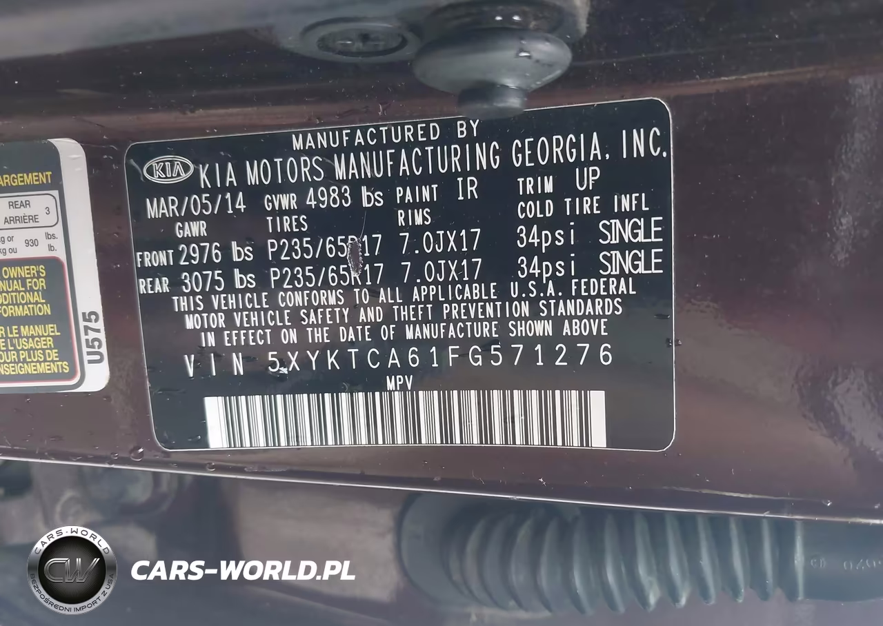 2015 Kia Sorento Lx VIN:5XYKTCA61FG571276 - 9