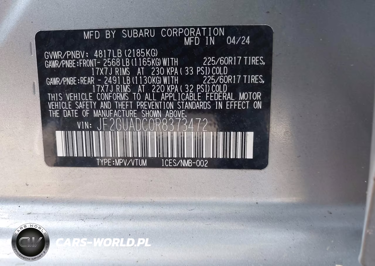 2024 Subaru Crosstrek Premium VIN:JF2GUADC0R8373472 - 9