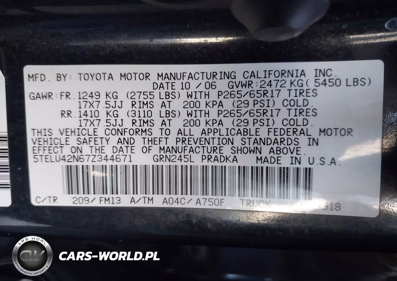 2007 Toyota Tacoma Base V6 VIN:5TELU42N67Z344671 - 9