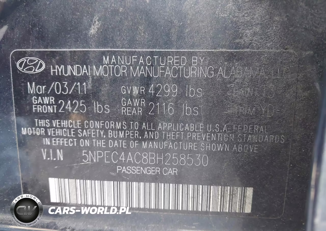 2011 Hyundai Sonata Limited VIN:5NPEC4AC8BH258530 - 9