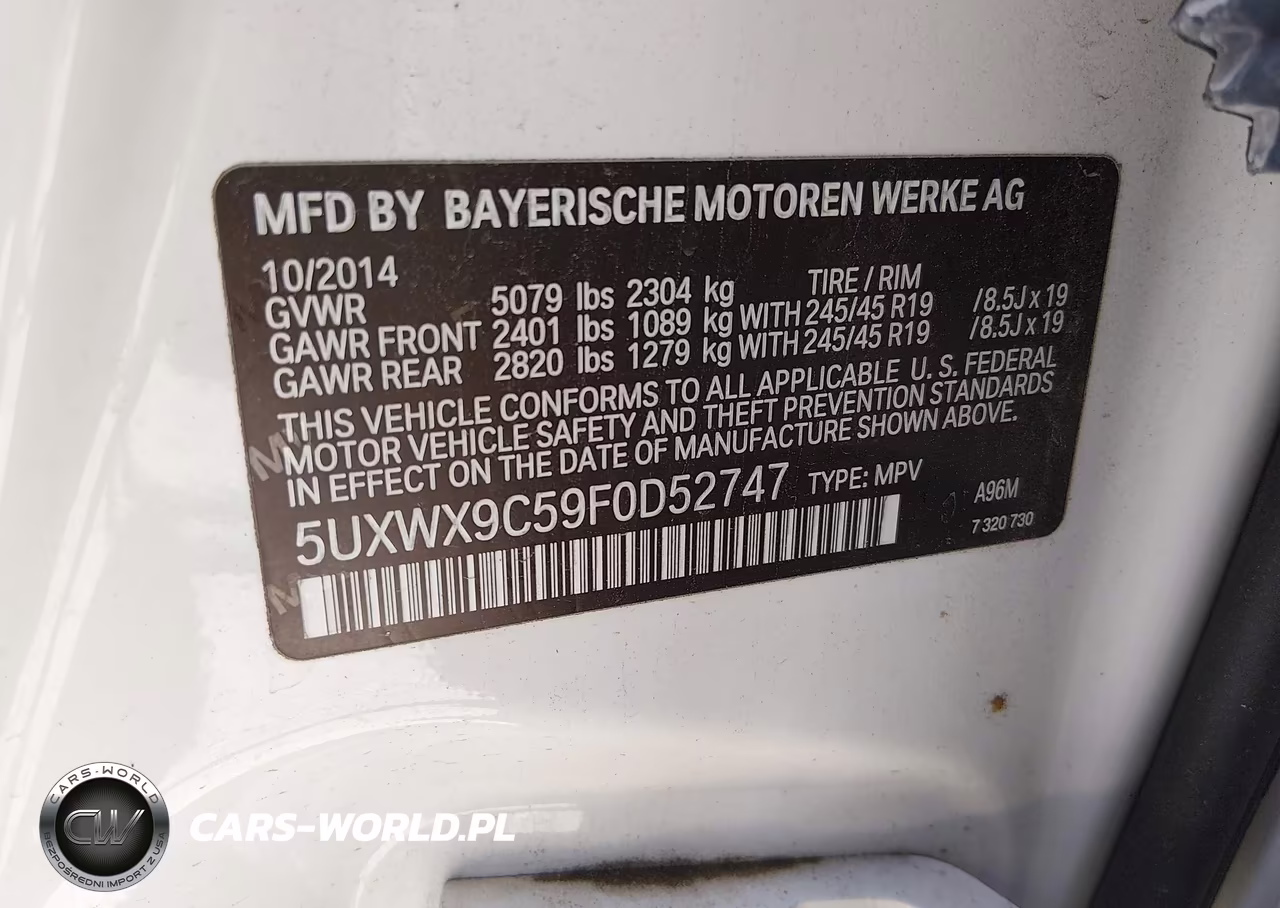 2015 BMW X3 xDrive28I VIN:5UXWX9C59F0D52747 - 9