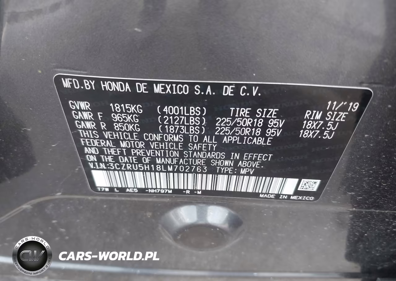 2020 Honda Hr-V 2Wd Sport VIN:3CZRU5H18LM702763 - 9