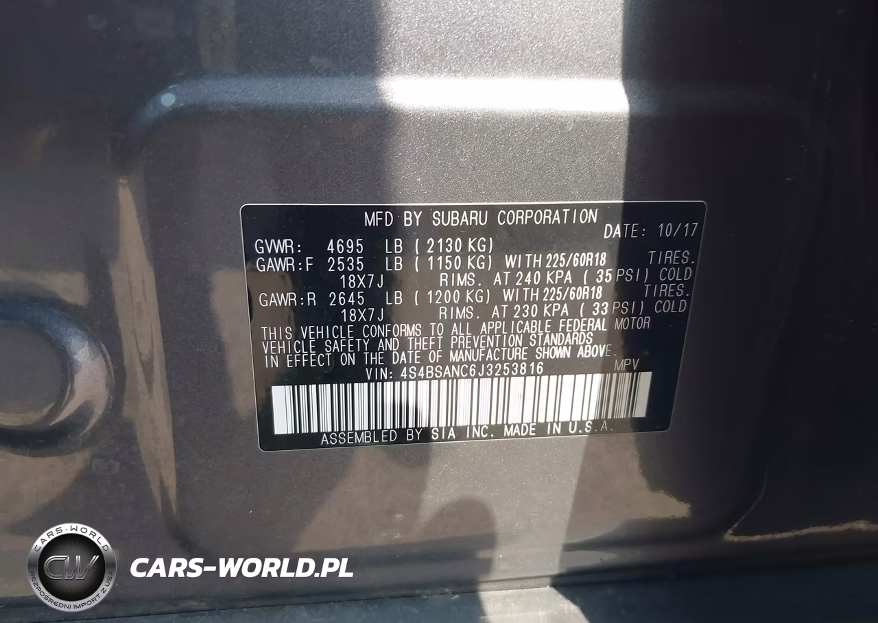2018 Subaru Outback 2.5I Limited VIN:4S4BSANC6J3253816 - 9
