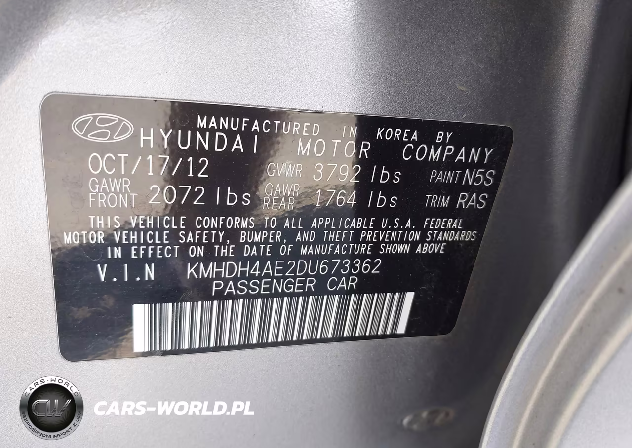 2013 Hyundai Elantra Gls VIN:KMHDH4AE2DU673362 - 9