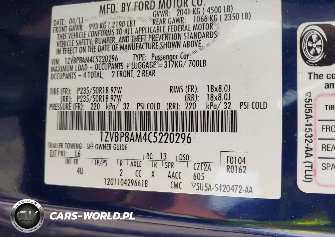 2012 Ford Mustang V6 Premium VIN:1ZVBP8AM4C5220296 - 9
