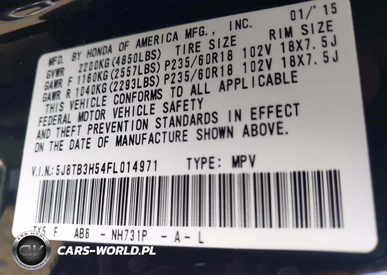 2015 Acura Rdx VIN:5J8TB3H54FL014971 - 9