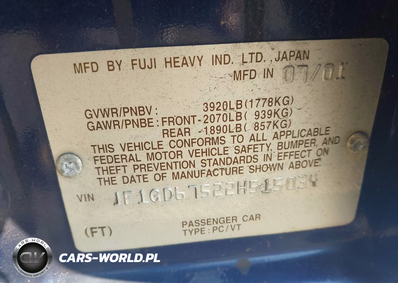 2002 Subaru Impreza Rs VIN:JF1GD67522H515034 - 9