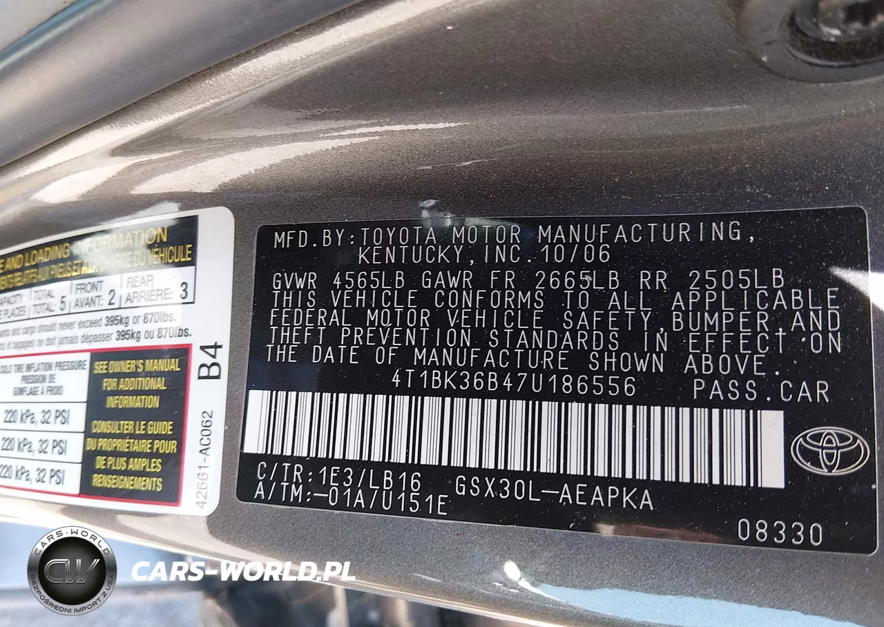 2007 Toyota Avalon Limited VIN:4T1BK36B47U186556 - 9