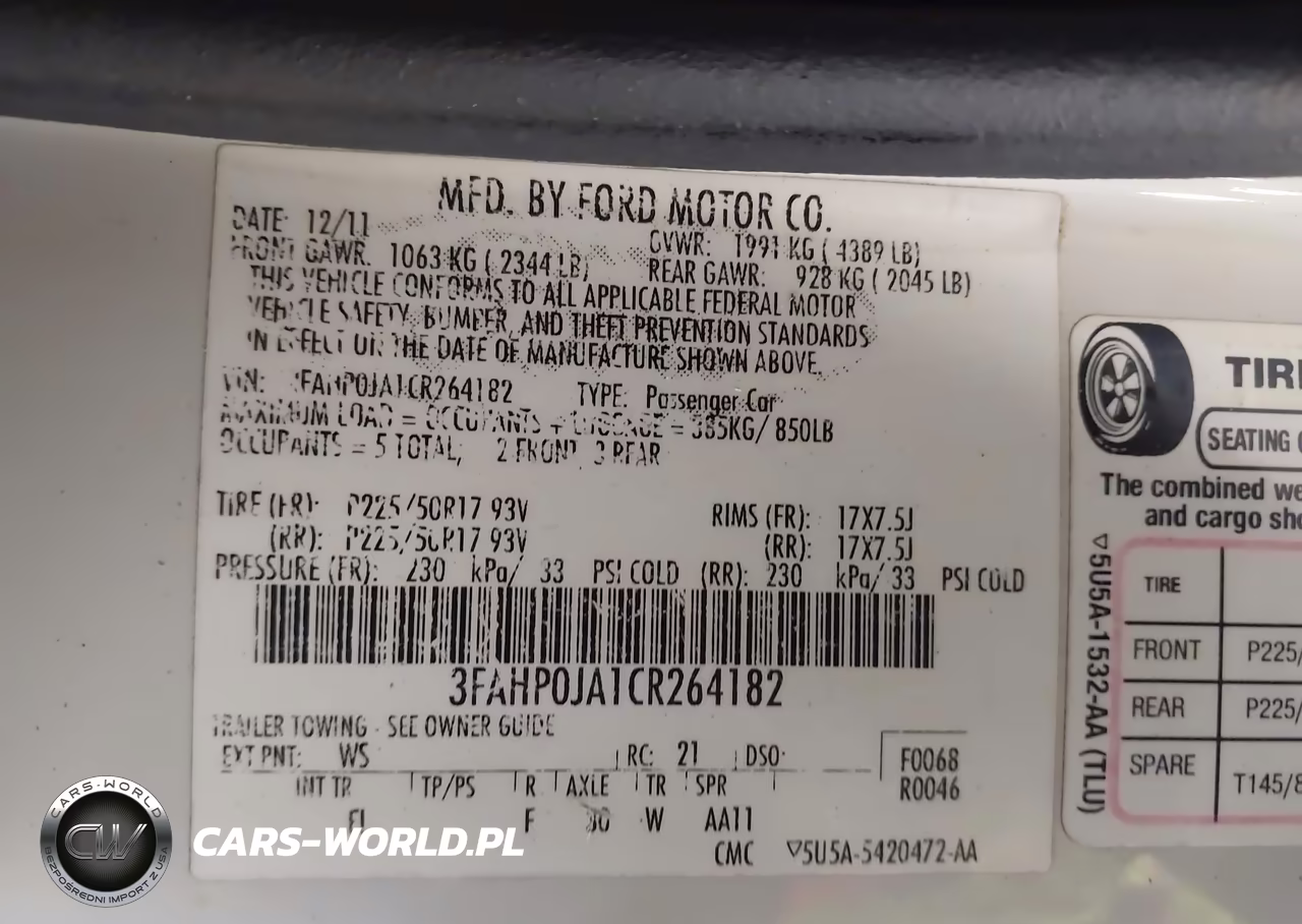 2012 Ford Fusion Sel VIN:3FAHP0JA1CR264182 - 9