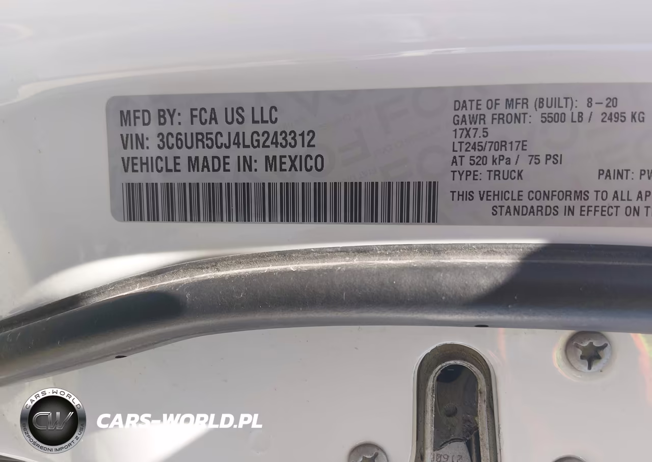 2020 Ram 2500 Tradesman 4X4 6'4 Box VIN:3C6UR5CJ4LG243312 - 9