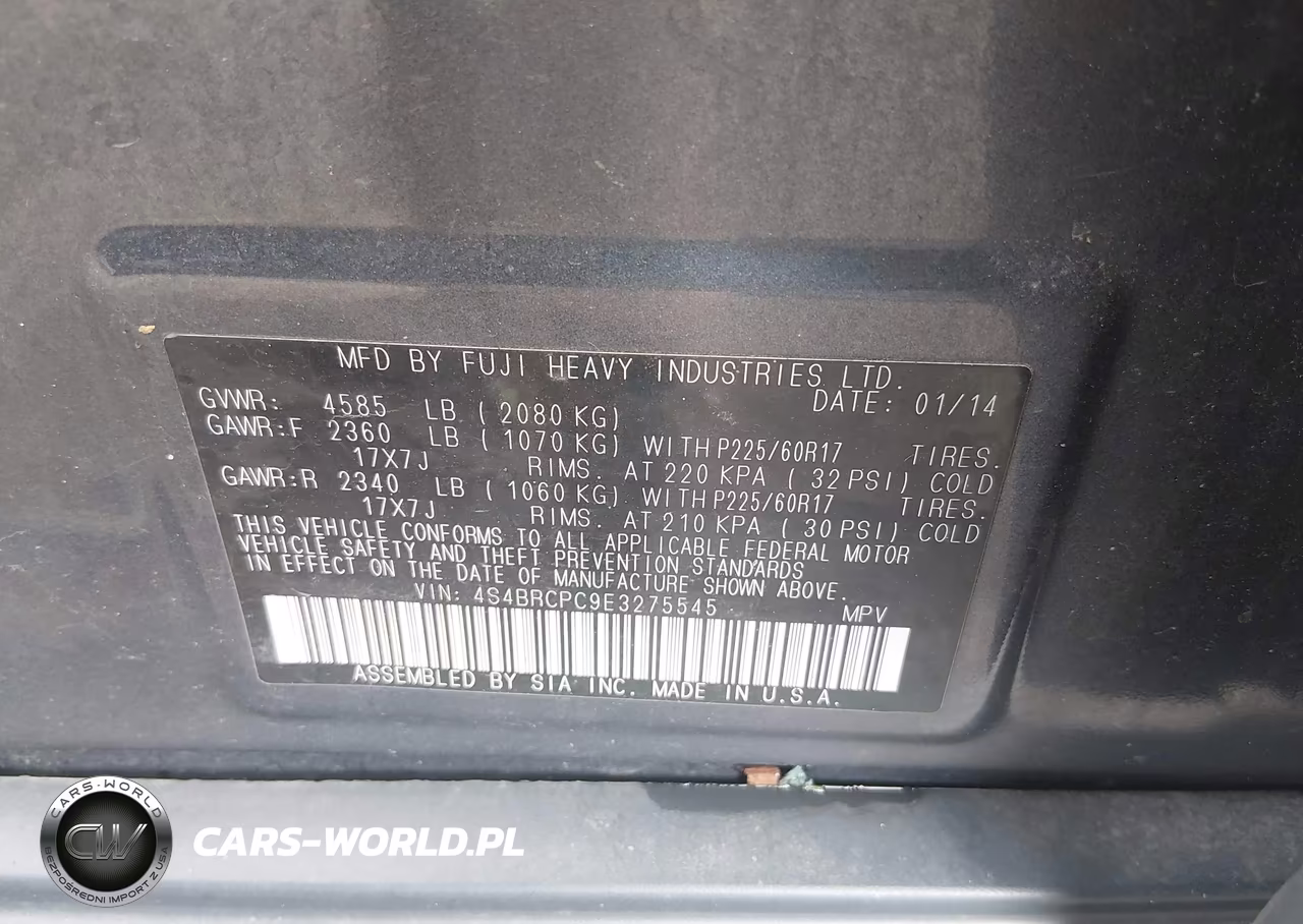 2014 Subaru Outback 2.5I Limited VIN:4S4BRCPC9E3275545 - 9