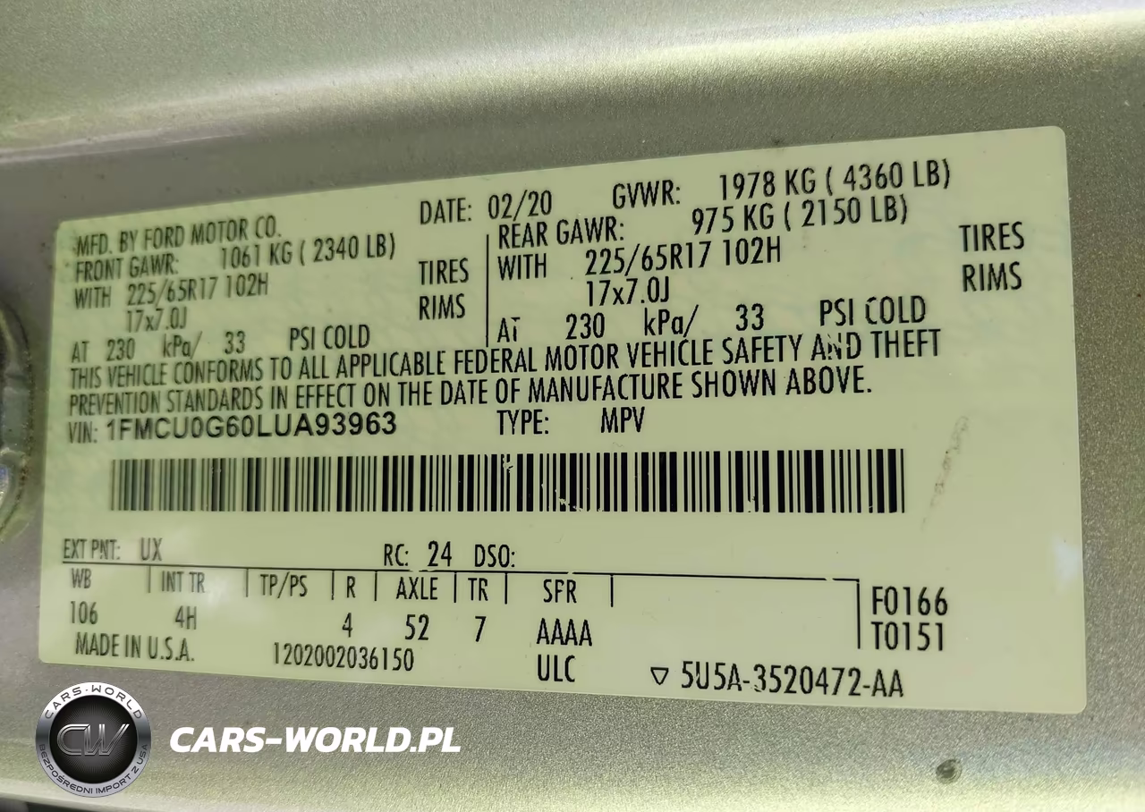 2020 Ford Escape Se VIN:1FMCU0G60LUA93963 - 9