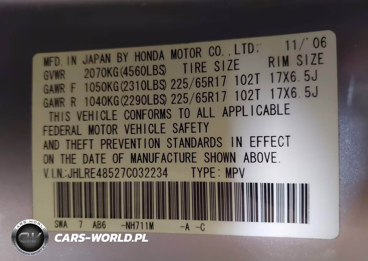 2007 Honda Cr-V Ex VIN:JHLRE48527C032234 - 9