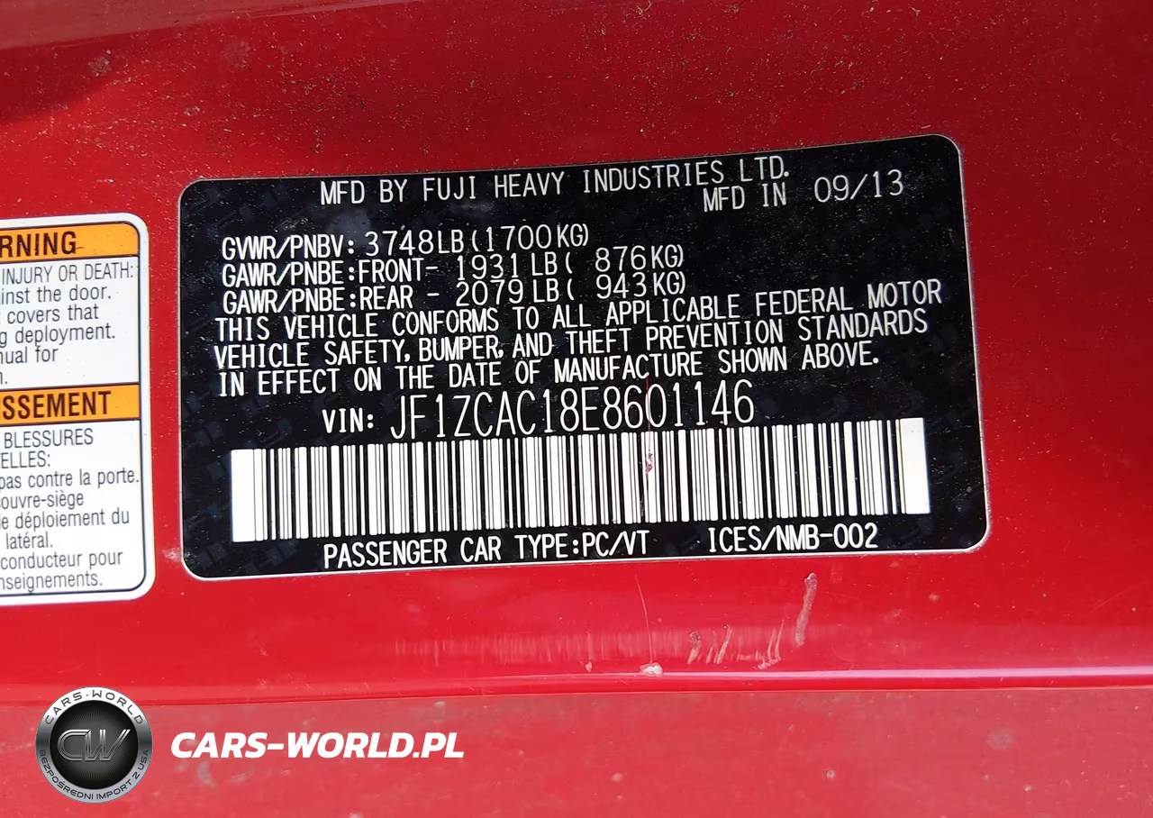 2014 Subaru Brz Limited VIN:JF1ZCAC18E8601146 - 9