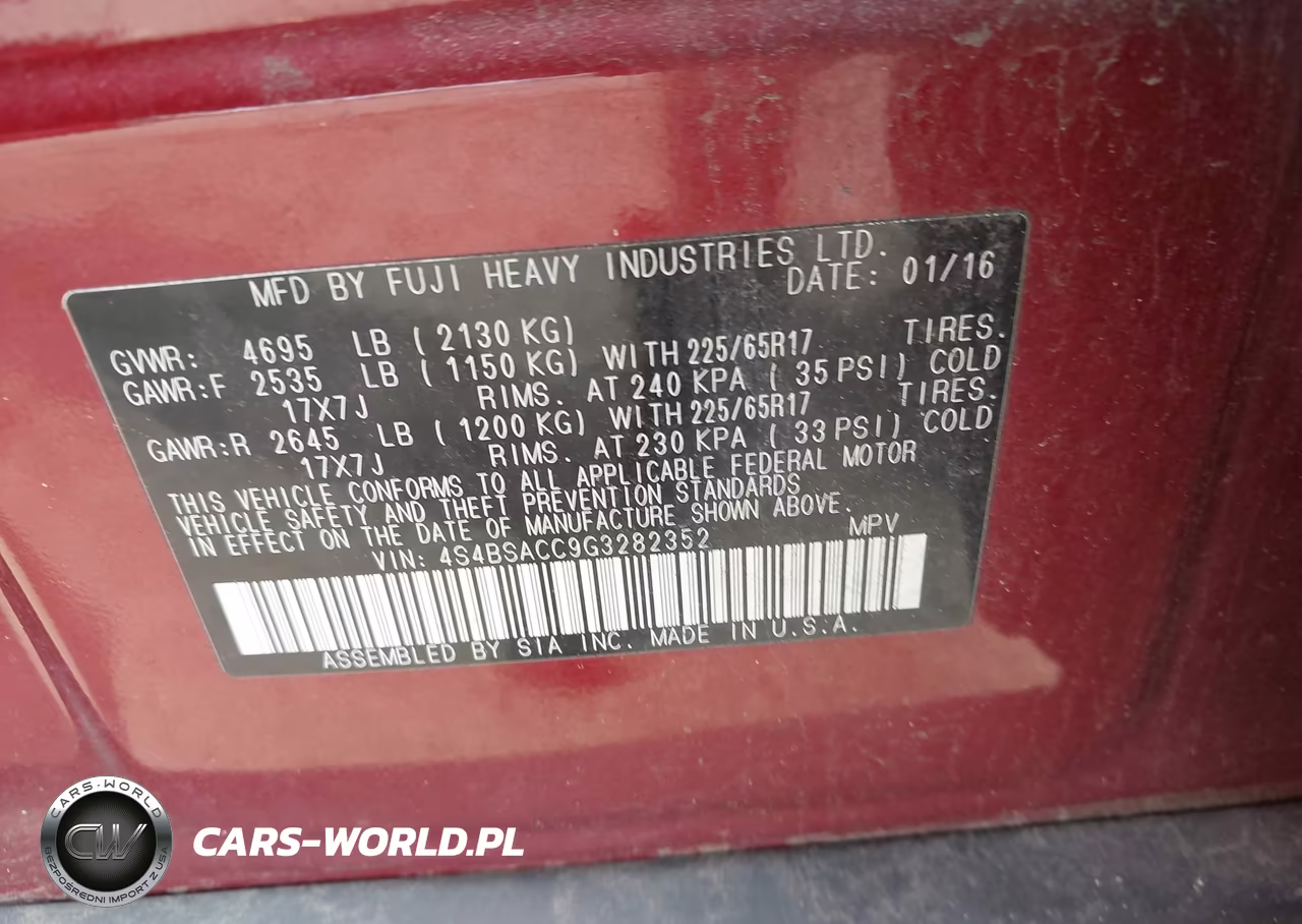2016 Subaru Outback 2.5I Premium VIN:4S4BSACC9G3282352 - 6