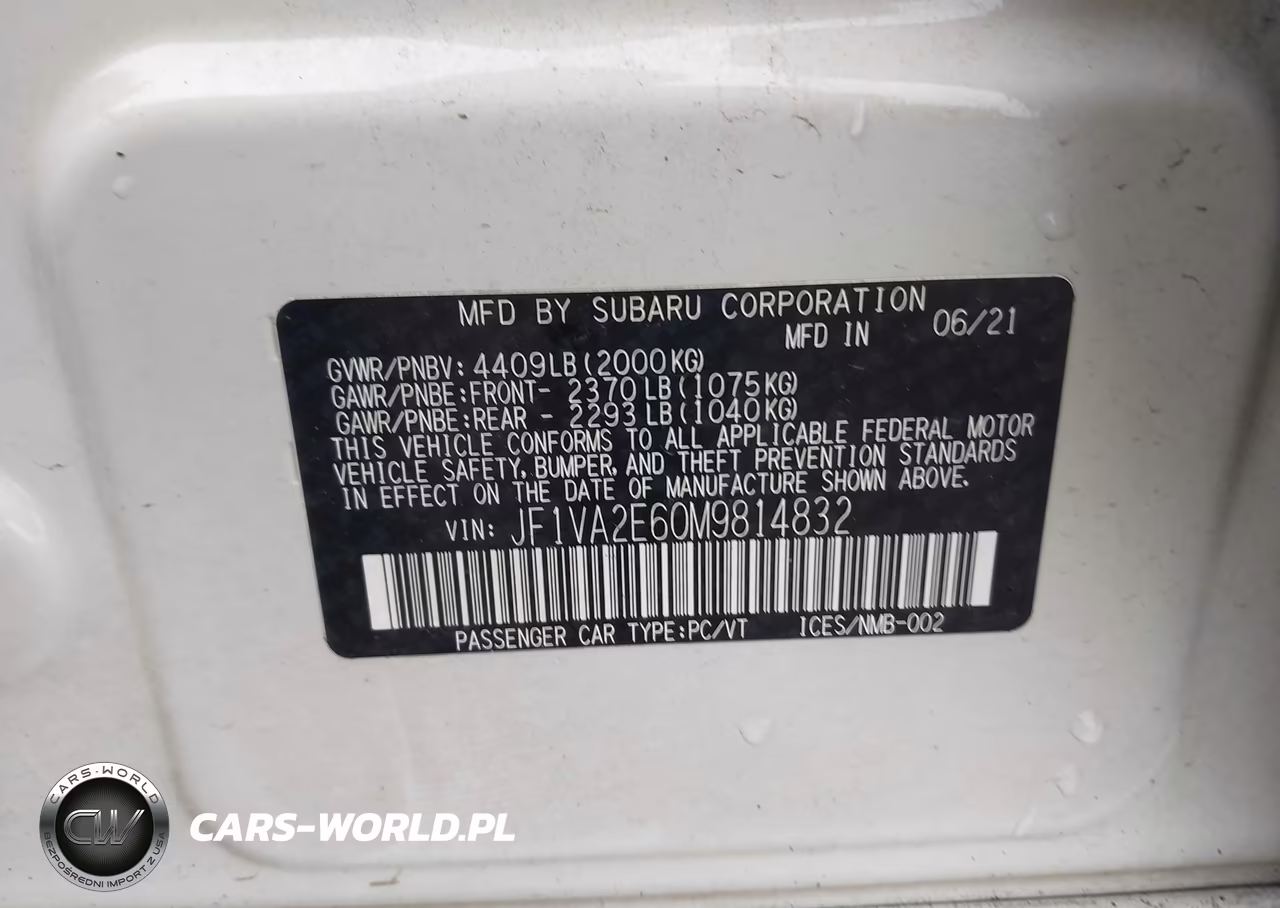 2021 Subaru Wrx Sti VIN:JF1VA2E60M9814832 - 9