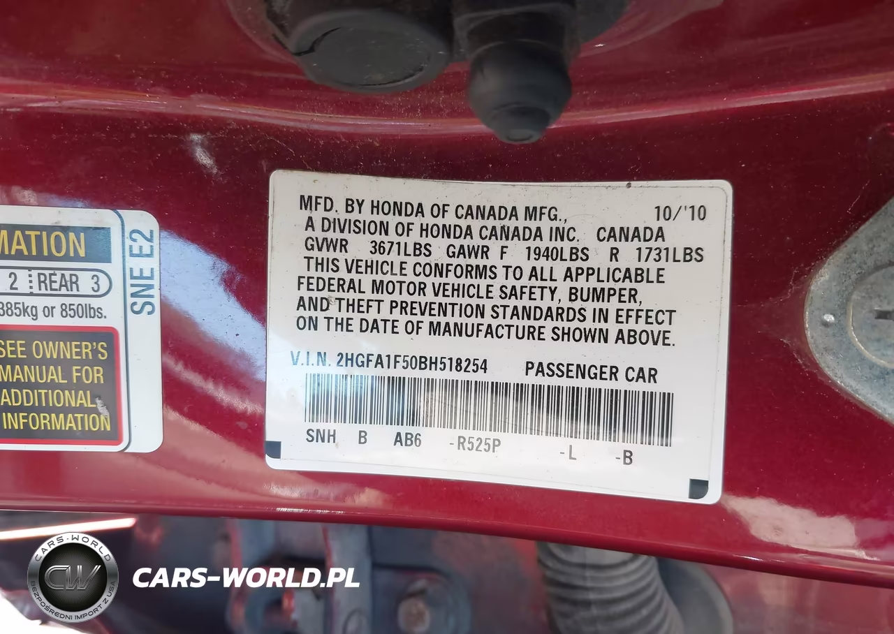 2011 Honda Civic Lx VIN:2HGFA1F50BH518254 - 9