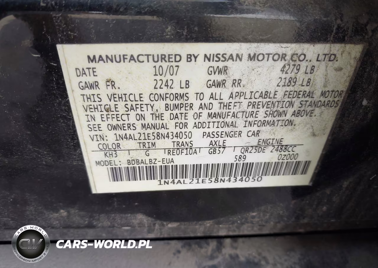 2008 Nissan Altima 2.5 S VIN:1N4AL21E58N434050 - 9