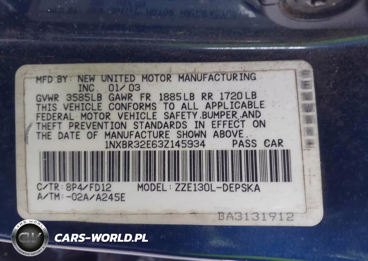 2003 Toyota Corolla S VIN:1NXBR32E63Z145934 - 9