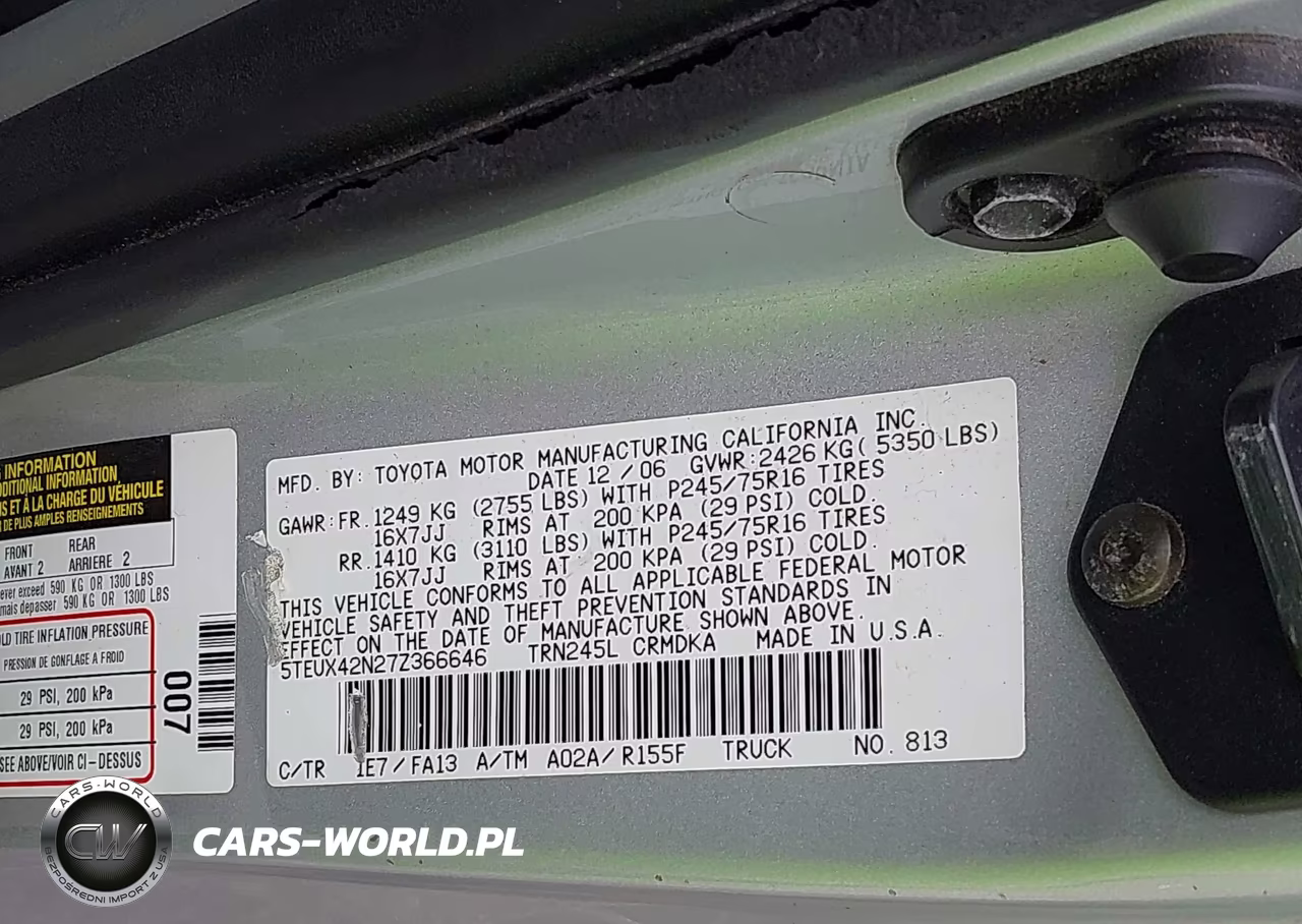 2007 Toyota Tacoma VIN:5TEUX42N27Z366646 - 9