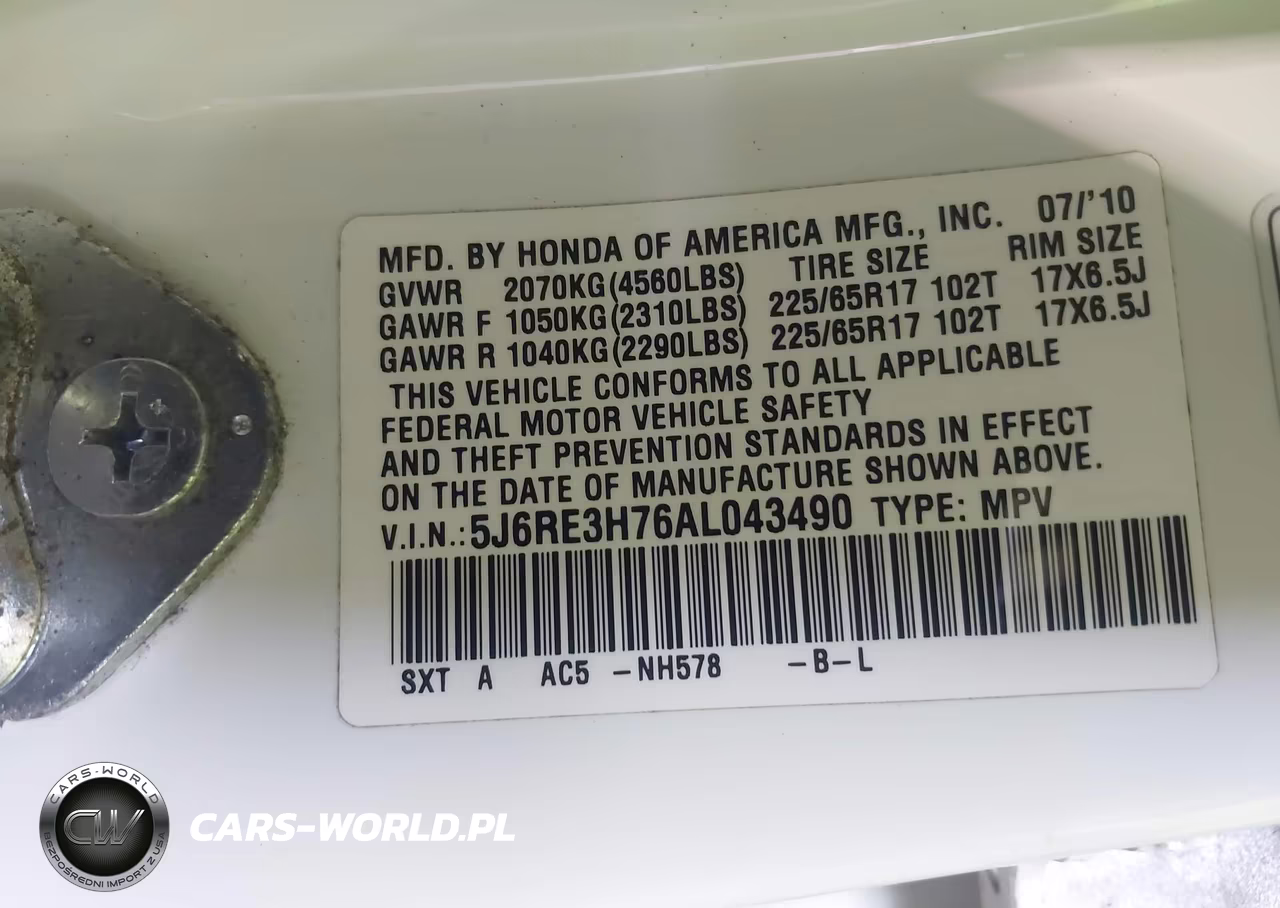 2010 Honda Cr-V Ex-L VIN:5J6RE3H76AL043490 - 9