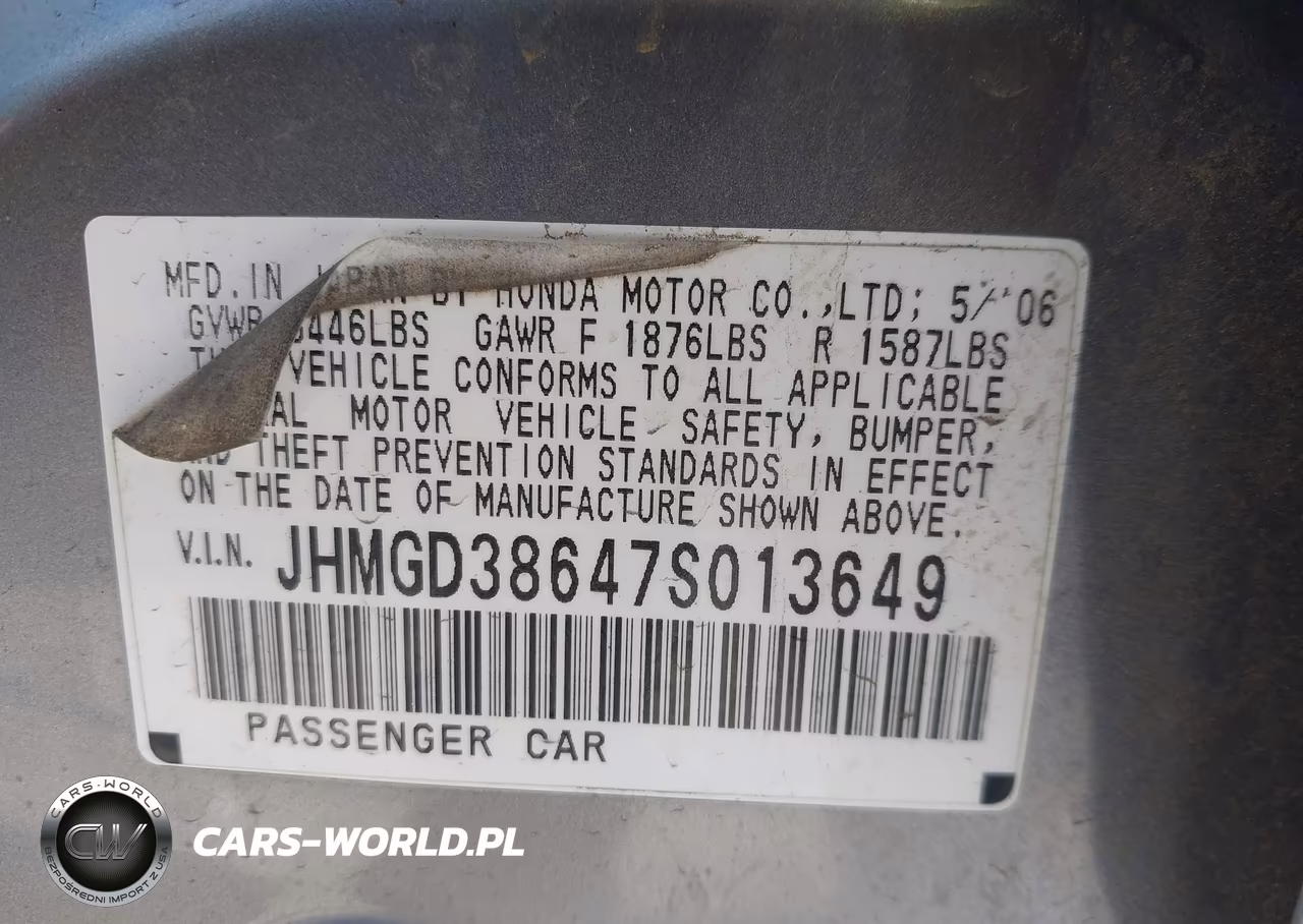 2007 Honda Fit Sport VIN:JHMGD38647S013649 - 9