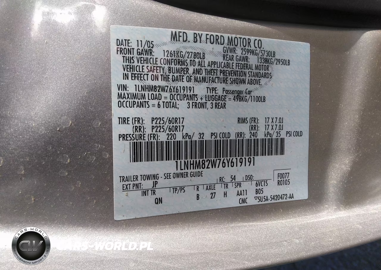 2006 Lincoln Town Car Signature Limited VIN:1LNHM82W76Y619191 - 9