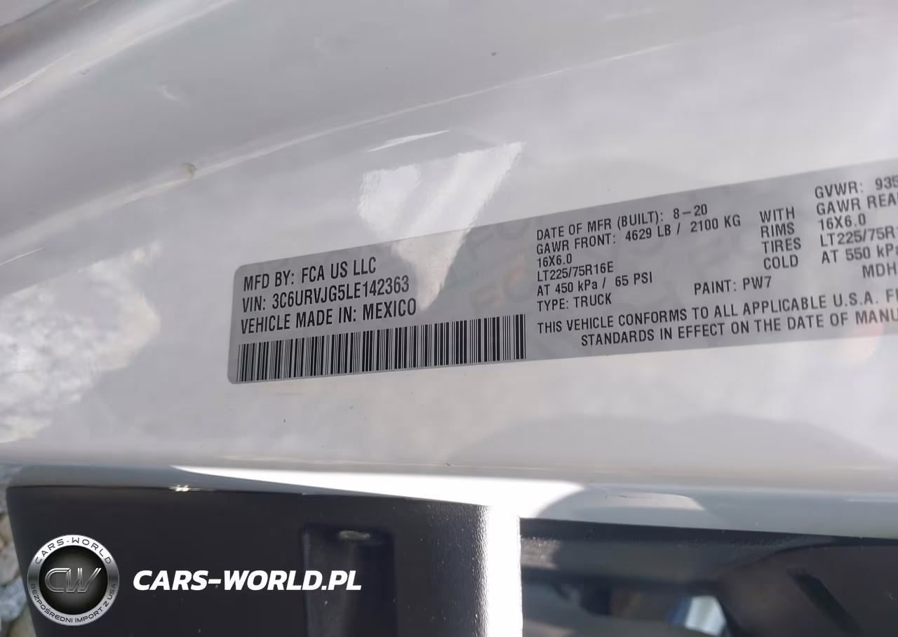 2020 Ram Promaster 3500 Cargo Van High Roof 159 Wb Ext VIN:3C6URVJG5LE142363 - 9