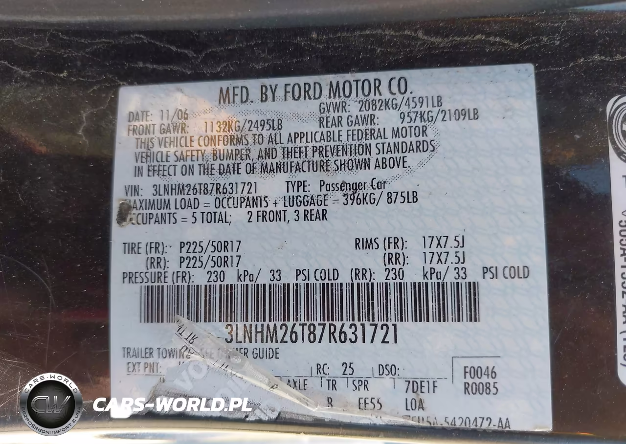 2007 Lincoln Mkz VIN:3LNHM26T87R631721 - 9