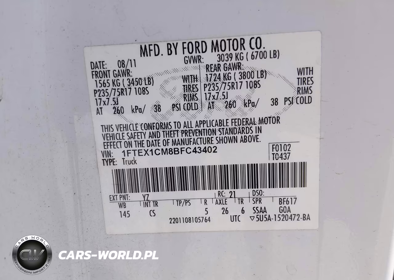 2011 Ford F-150 Xl VIN:1FTEX1CM8BFC43402 - 9