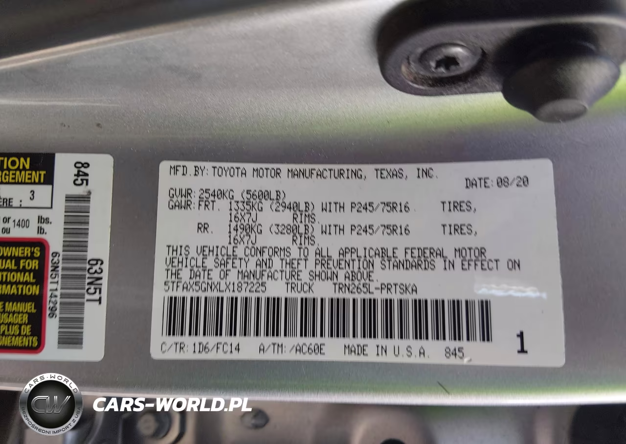 2020 Toyota Tacoma Sr5 VIN:5TFAX5GNXLX187225 - 9