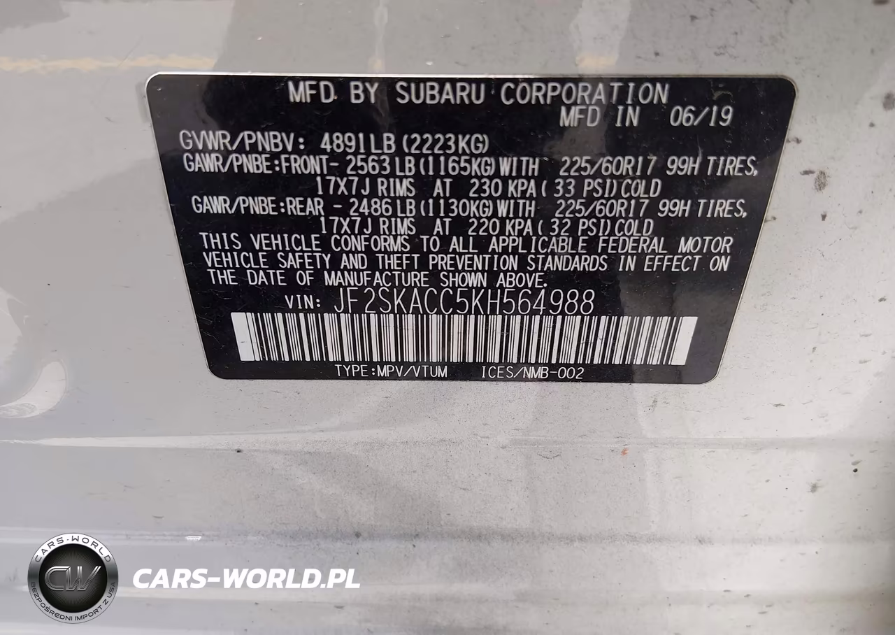 2019 Subaru Forester VIN:JF2SKACC5KH564988 - 9