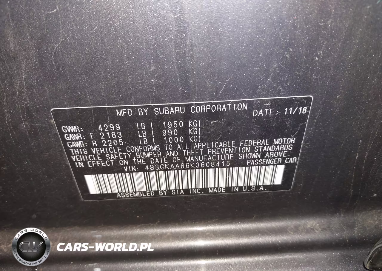 2019 Subaru Impreza 2.0I VIN:4S3GKAA66K3608415 - 9