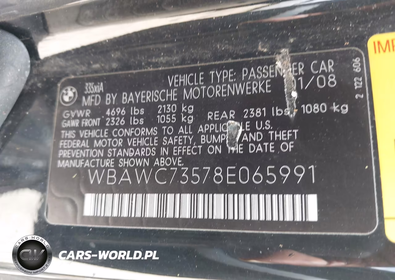 2008 BMW 335Xi VIN:WBAWC73578E065991 - 9