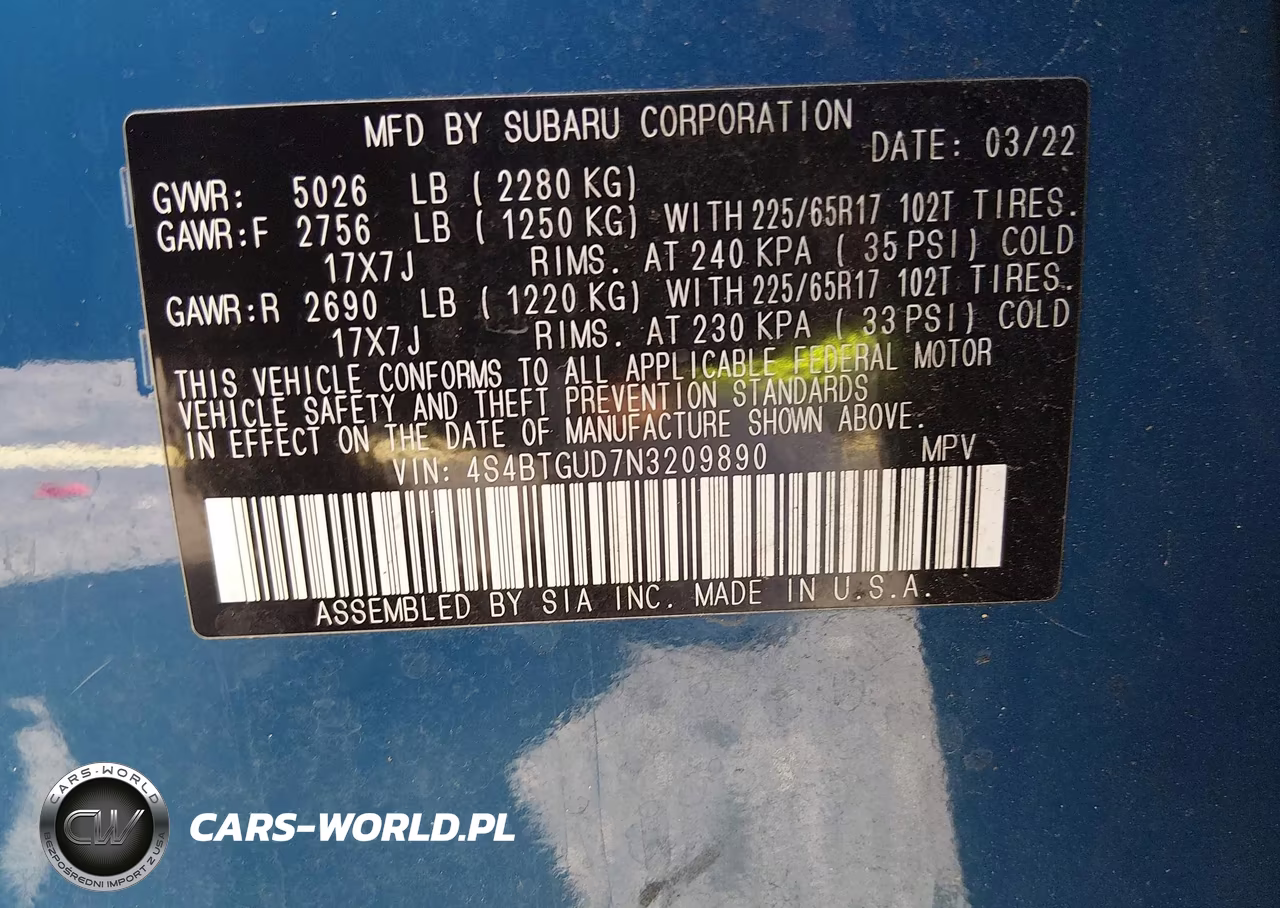 2022 Subaru Outback Wilderness VIN:4S4BTGUD7N3209890 - 9