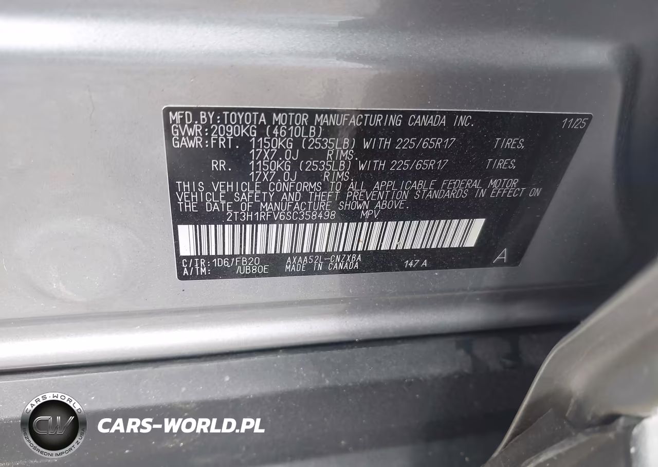 2025 Toyota Rav4 Le VIN:2T3H1RFV6SC358498 - 9