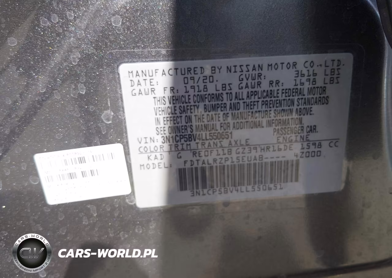 2020 Nissan Kicks S Xtronic Cvt VIN:3N1CP5BV4LL550651 - 9