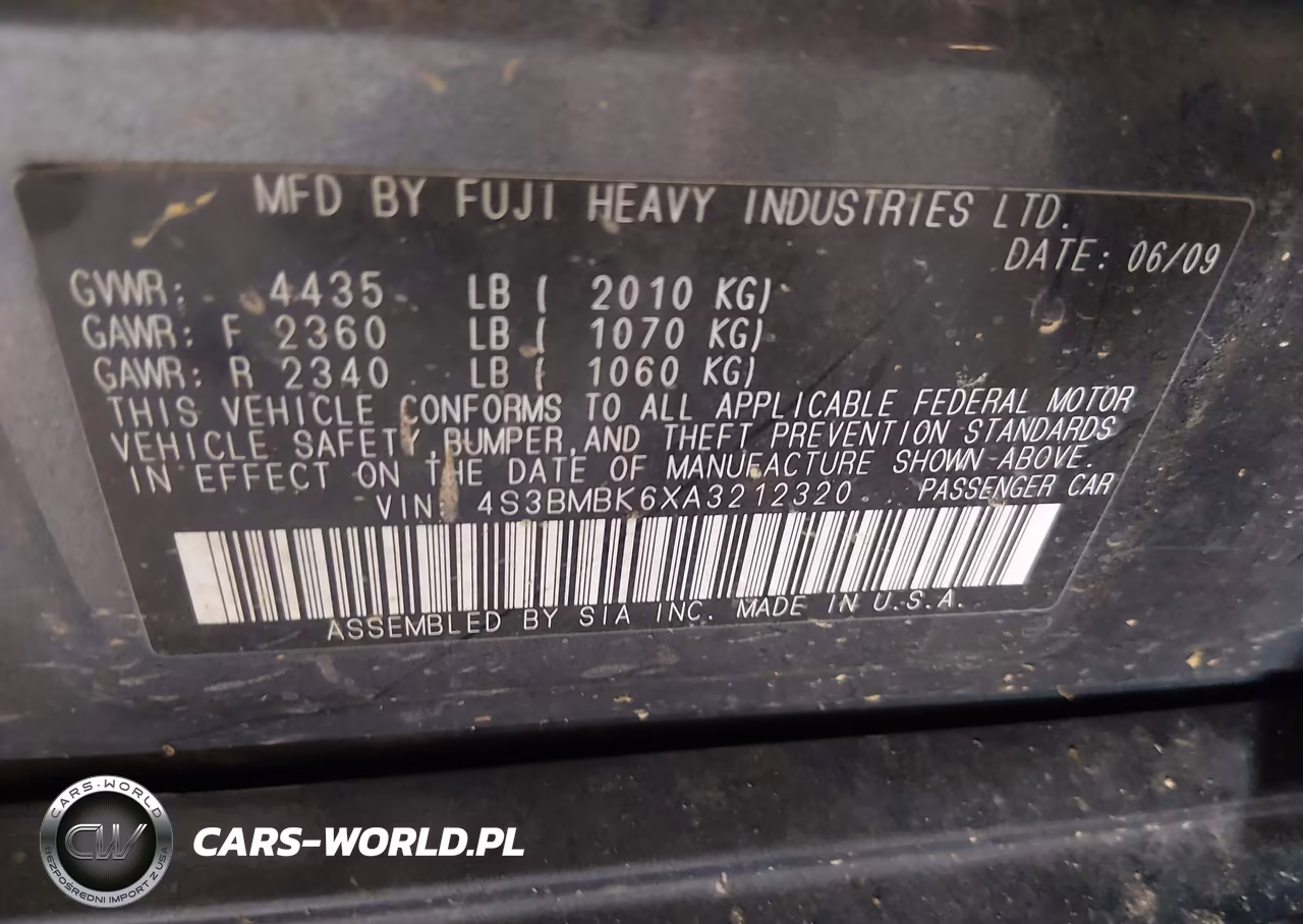 2010 Subaru Legacy 2.5I Limited VIN:4S3BMBK6XA3212320 - 9