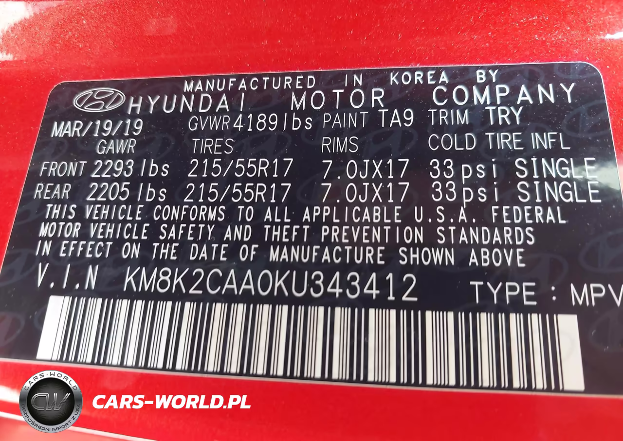 2019 Hyundai Kona Sel VIN:KM8K2CAA0KU343412 - 9