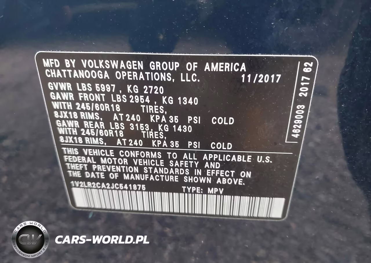 2018 Volkswagen Atlas 3.6L V6 Se-3.6L V6 Se W-Technology VIN:1V2LR2CA2JC541875 - 9