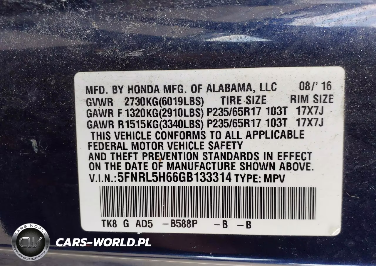 2016 Honda Odyssey Ex-L VIN:5FNRL5H66GB133314 - 9