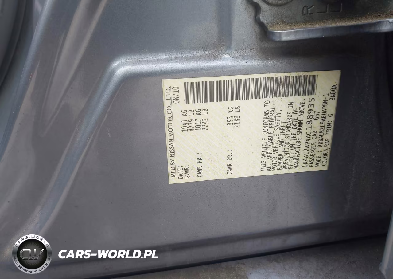 2010 Nissan Altima 2.5 S VIN:1N4AL2AP4AC188935 - 9